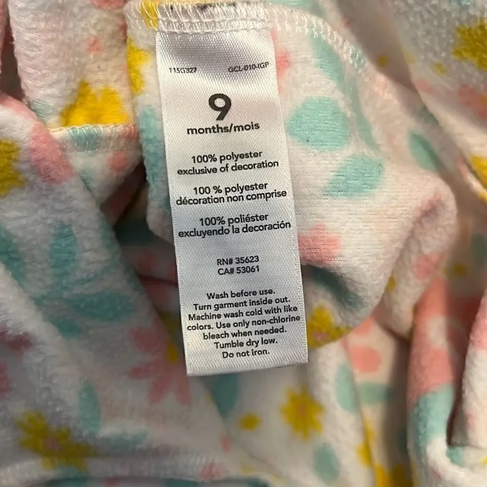 Carter Kid's Multicolor Floral Print Long Sleeve Snap Closure Pajamas